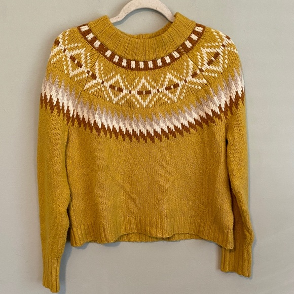 American Eagle Outfitters Sweaters - American Eagle Women’s Mustard Fair Isle Mockneck Sweater Size Medium